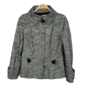 ZARA Basic Heathered Gray Knit Peacoat
